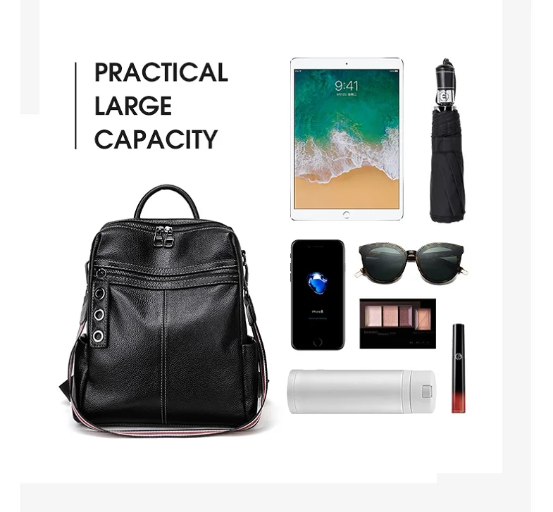 BISON DENIM женский рюкзак из натуральной кожи Модная Повседневная сумка черные сумки на плечо высококачественные рюкзаки для подростков B1854