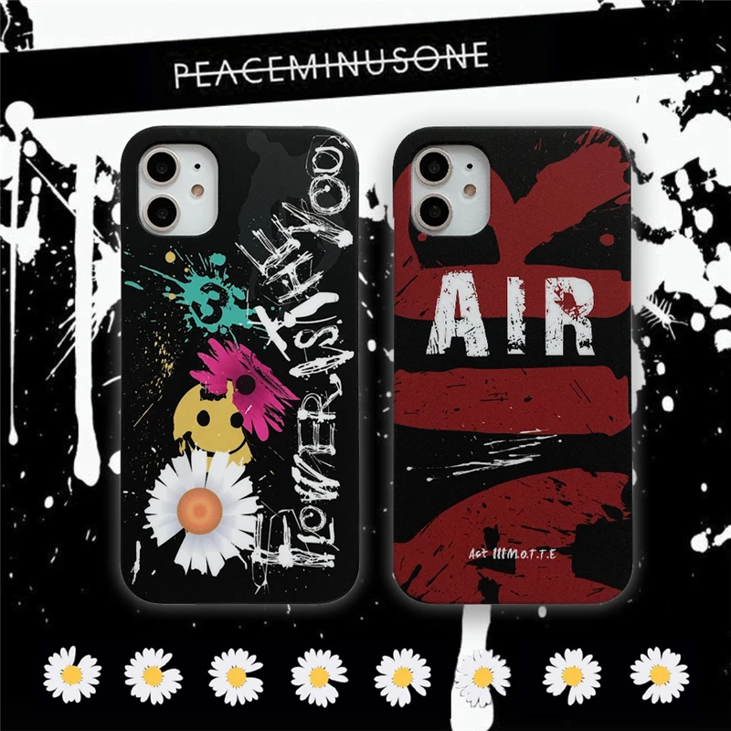 Hot Korea popular chrysanthemum X peaceminusone Soft Silicon phone Case for 7 8 XS XR MAX 11 Pro Plus Graffiti Air cover coque |