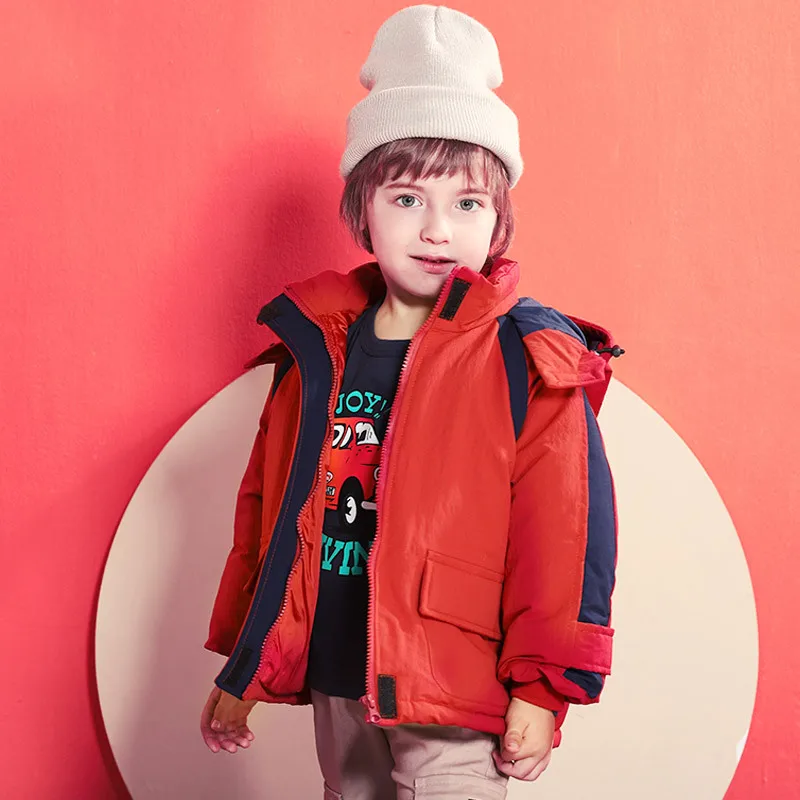 Новое осенне-зимнее хлопковое пальто для маленьких девочек модная куртка для мальчиков детская хлопковая одежда на молнии со съемным капюшоном для детей 2, 3, 4, 5, 6 лет