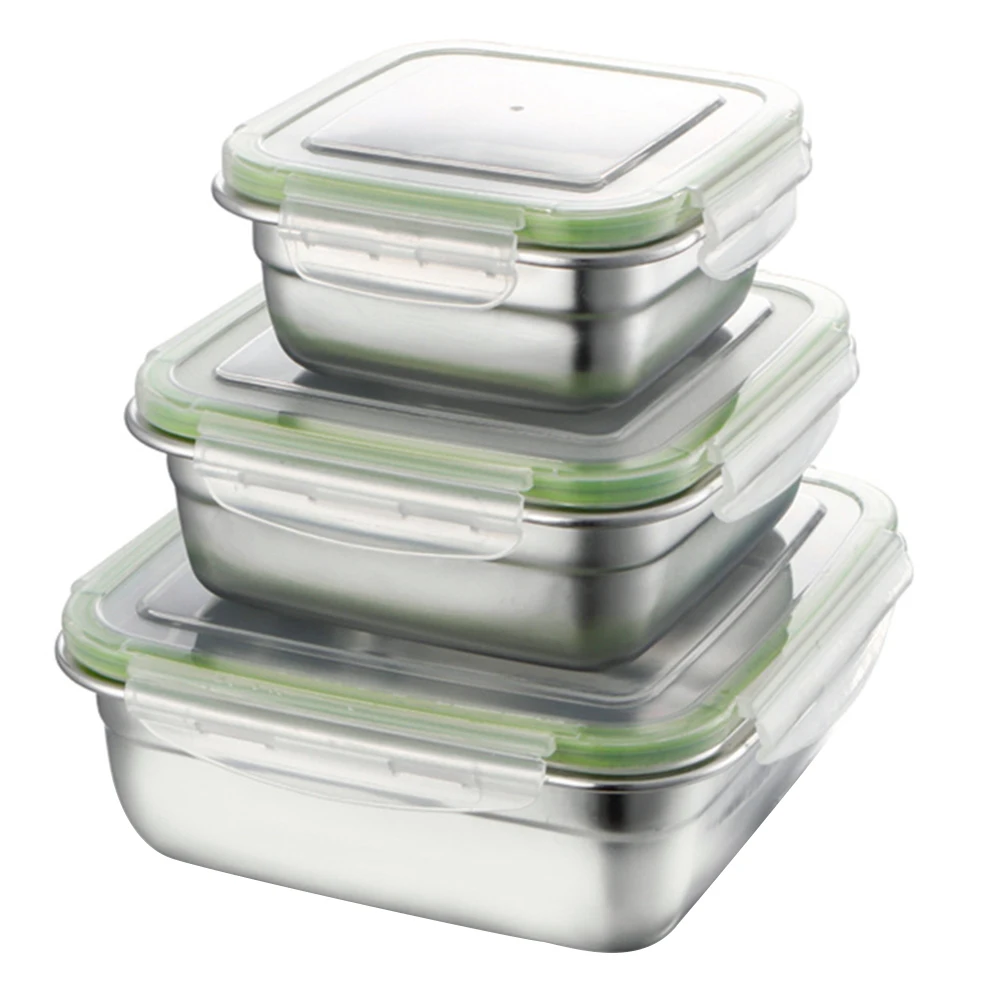 Hot 1/3Pcs 400/750/1200ml Food Storage Container Square Lunch Box Leakproof Bento