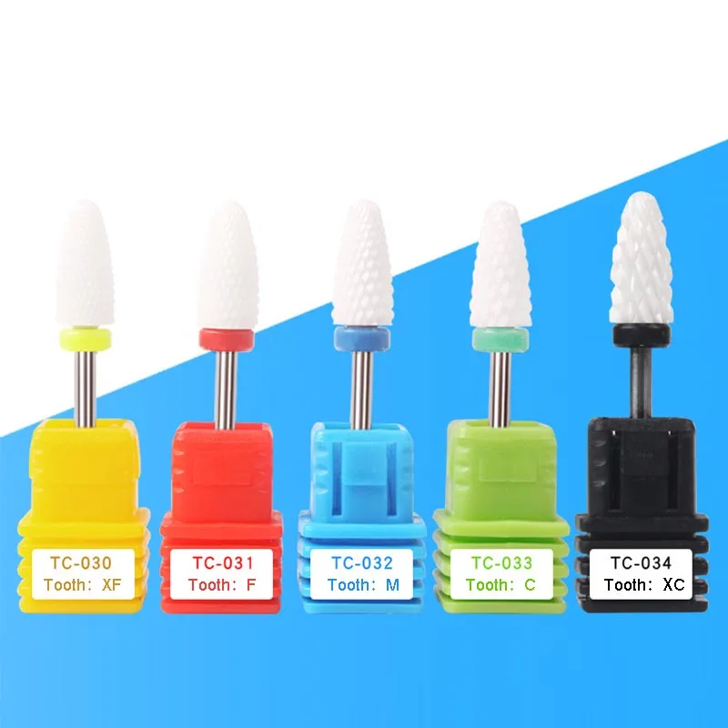 

Quality Medium Flame Cuspidal Nail Art Drill Bit Polish Tool Ceramic Mounted Grinding Stone Head Electric Manicure Cutter LC
