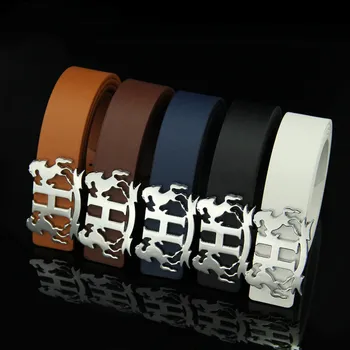 

Explosive models double horse men's belt women's wild fashion PU denim casual pants belt