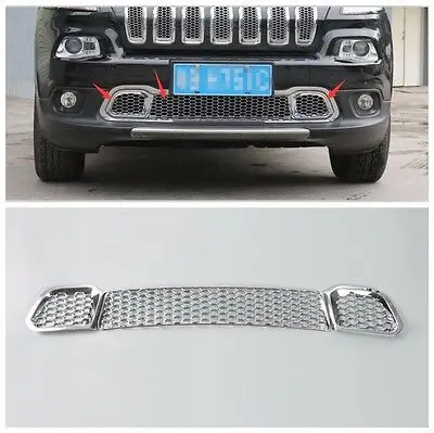 Автомобильные аксессуары модификация автомобиля хром передний бампер сетка гриль 3 шт. ForJeep Cherokee