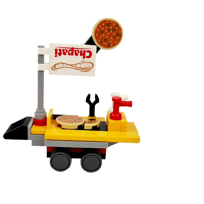 

City Blocks Street View MOC Bricks Pizza Seller Set Building Blocks Toys for Children Assemble Block DIY Parts Learning Gifts