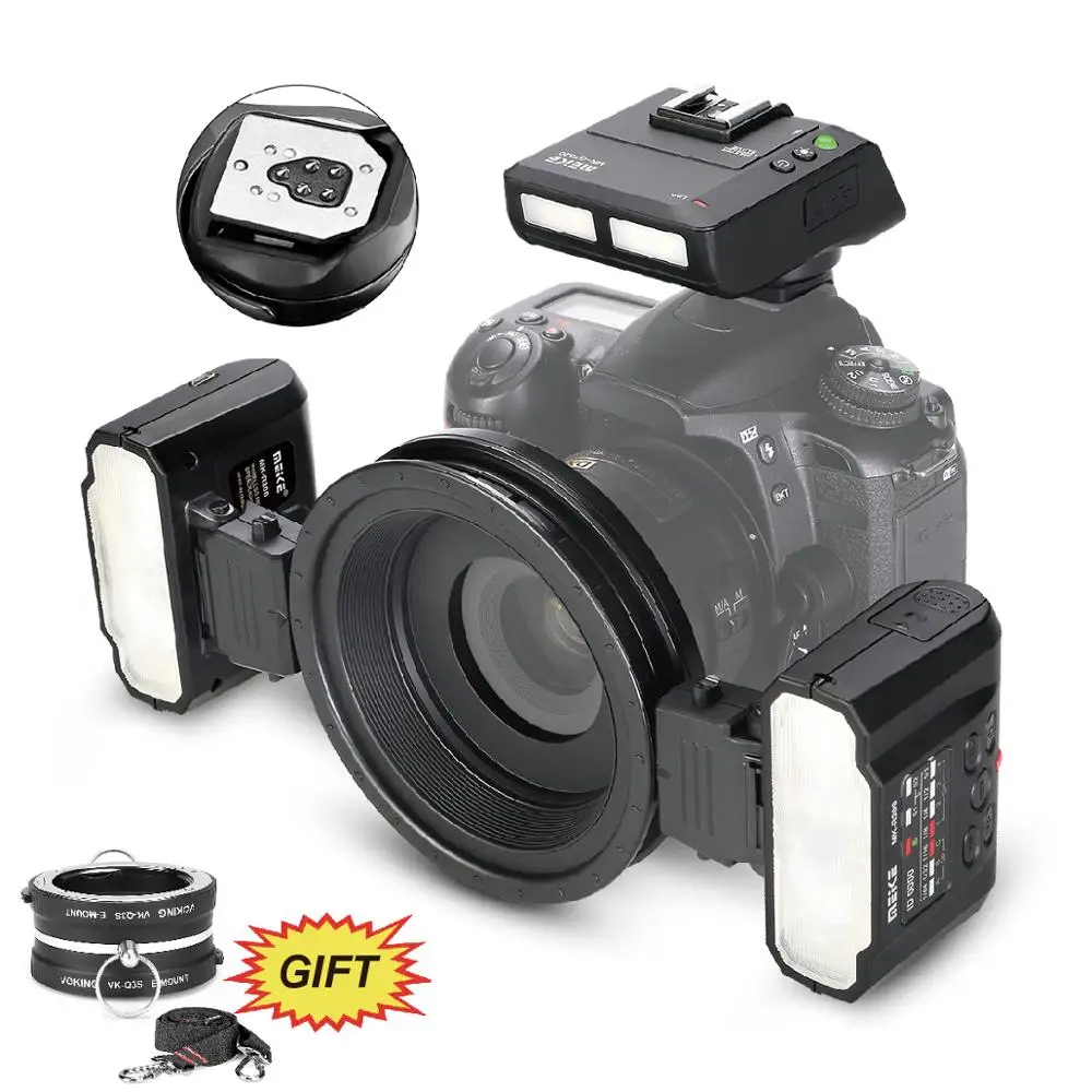 Meike Macro Twin MK-MT24 Lite Flash para Câmeras SLR Digitais Nikon D1X D2 D80 D90 D610 D3100 D3200 D3300 D3400 D5000 D5100 D5300