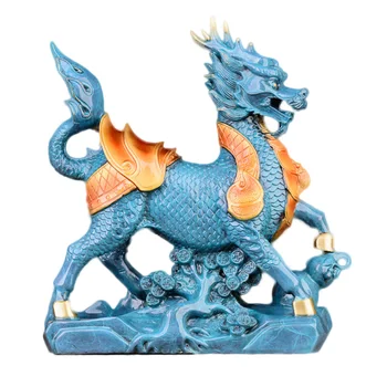 

MOZART Kirin Decoration Pure Copper Kirin Decoration Pair Of Lucky Fortune Home Furnishing Feng Shui Living Room, Step on gourd