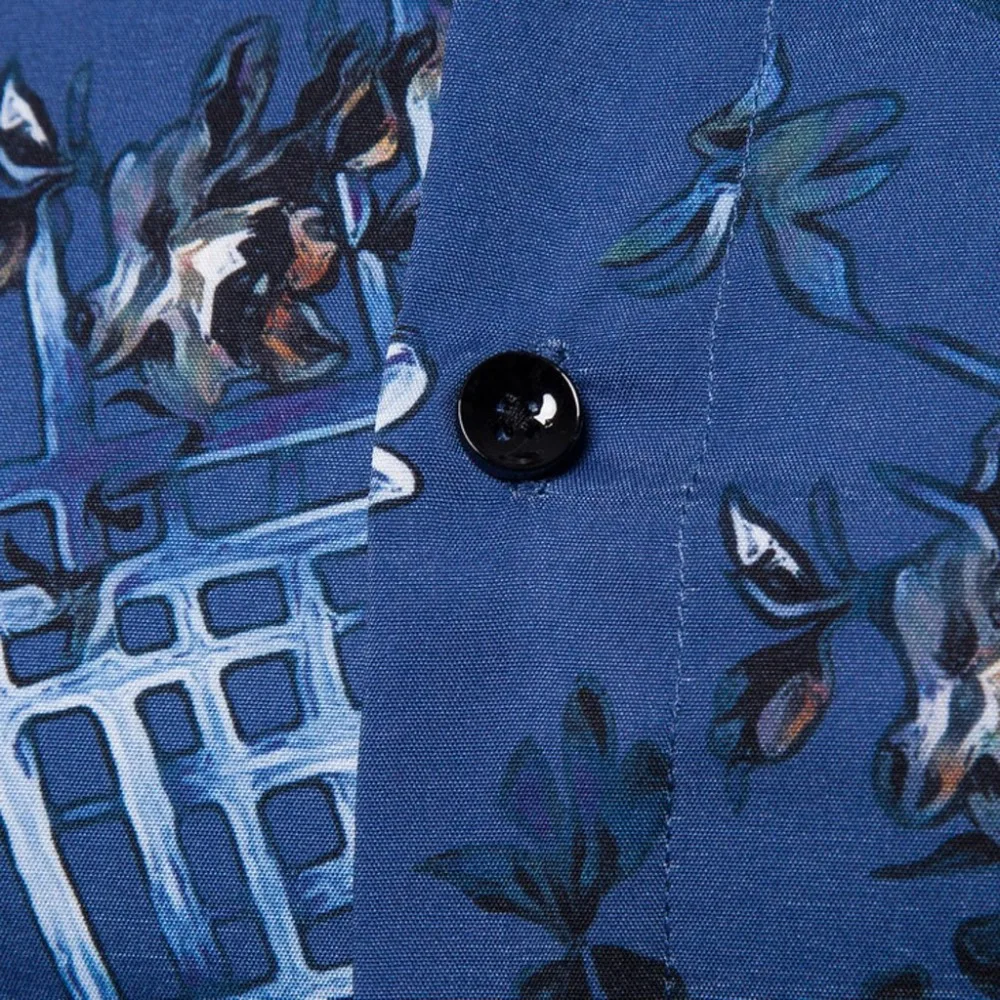 Мужская мода Повседневная 3D печать Красочные мужские высокого качества Slim Fit красивый длинный рукав платье рубашка блузка Топы#4L25