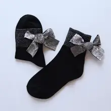 Женские Модные эластичные хлопковые носки с милым бантом; один размер подходит для большинства людей. Повседневный Стандартный однотонный