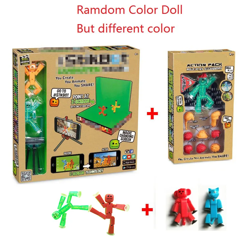 both 4 style Stickbot игрушки на присоске DIY липкий робот собака Милая экшн фигурка детская игра Z анимация студия сарай сделать жизнь стиль движения фильм - Цвет: both 4 style