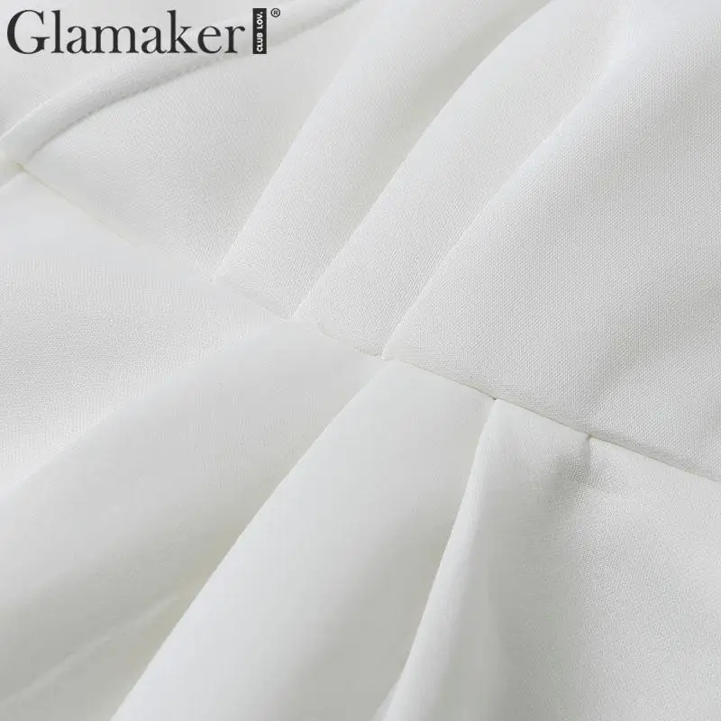 Glamaker с открытыми плечами с пышными рукавами белое сексуальное длинное платье для женщин с высокой талией сплит сексуальное осеннее платье женские вечерние Клубное платье Vestido