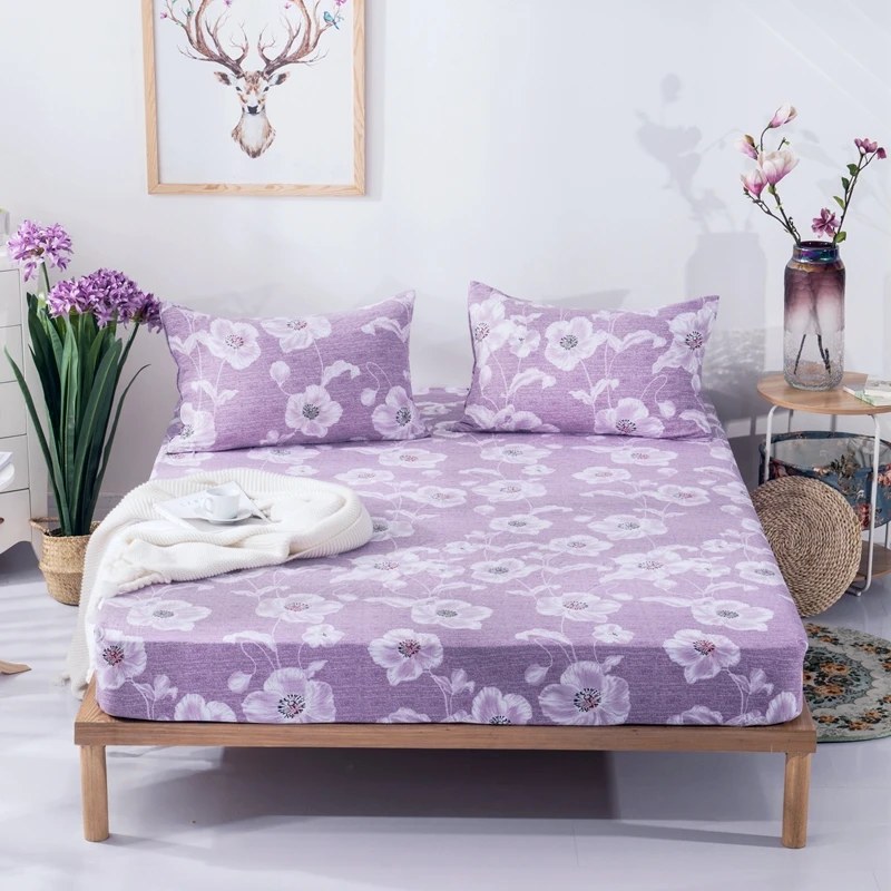 

Cotton Fitted Sheet Bed Mattress Cover Bed Cover with Elastic Band Machine Bed Protection Pad Mattress Protector No Pillowcase