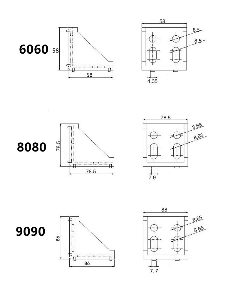 2020 2028 3030 3060 4040 4545 6060 20/30/40/45/60 Aluminiumprofilverbinder CNC-Fräser Aluminium-Eckhalterung 2040 3060 4545 – Detail 3