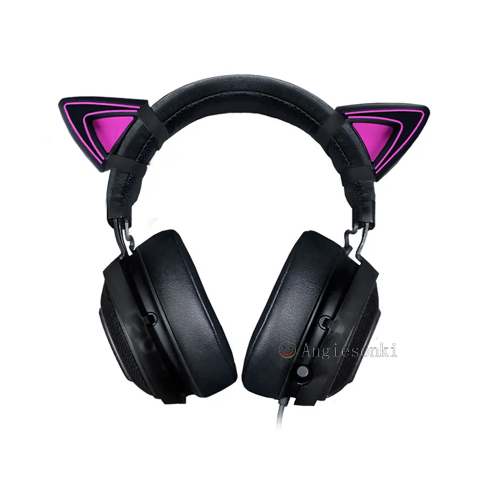 1 ペアキティ猫耳ピンクパープルグリーン RAZER Kraken V2 スペシャル