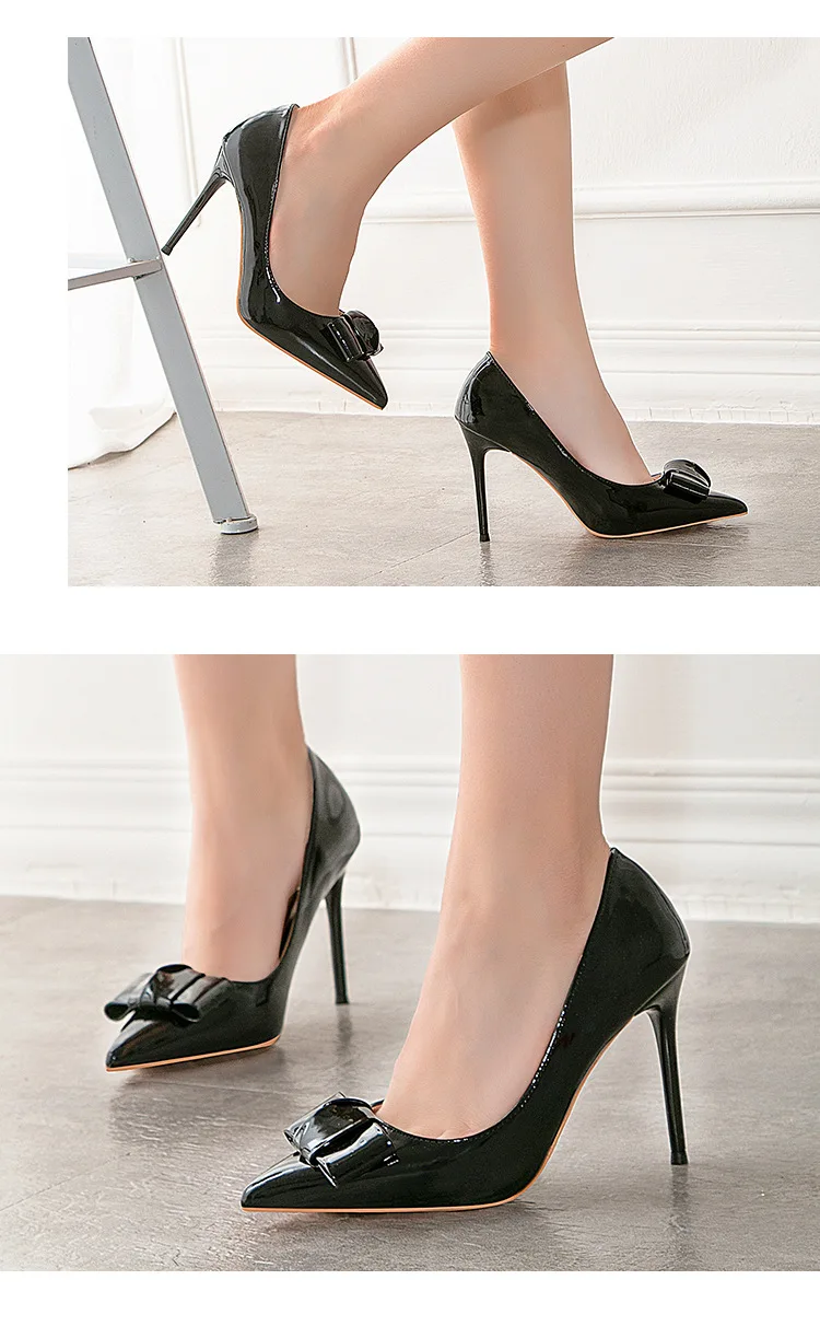 COWCOM/Модная женская обувь на высоком каблуке с бантом женская обувь с острым закрытым носком пикантная женская обувь на тонком высоком каблуке; ZWM