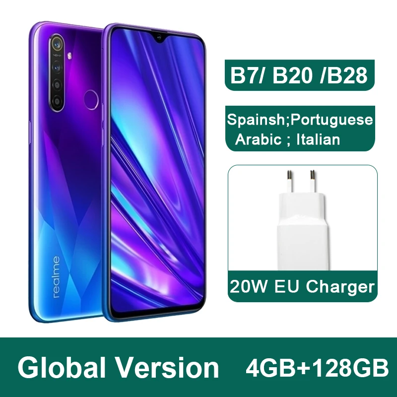 5Pro 4GB 128GB Blue Realme 5 Pro 4GB 128GB Смартфон Snapdragon 712AIE Восьмиядерный 48MP четырехъядерный мобильный телефон 4035mAh VOOC 20W быстрое зарядное устройство - Цвет: 5Pro 4GB 128GB Blue