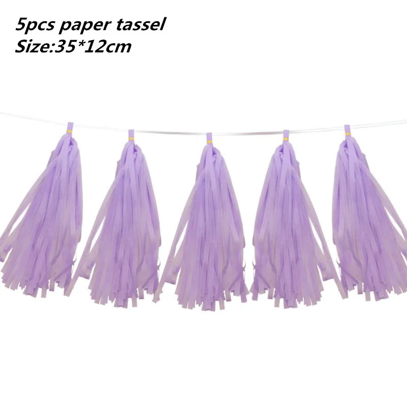 5pcs paper tassel 8 шт./лот милый КИТ Нарвал тема бумажные тарелки для дня рождения праздничные блюда Детские сувениры украшения посуда для душа - Цвет: 5pcs paper tassel