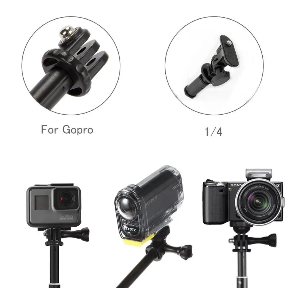 29 дюймовый алюминиевый монопод для GoPro Hero 6 5 7 4 черный серебристый Sjcam Sj7 Yi 4K Экшн