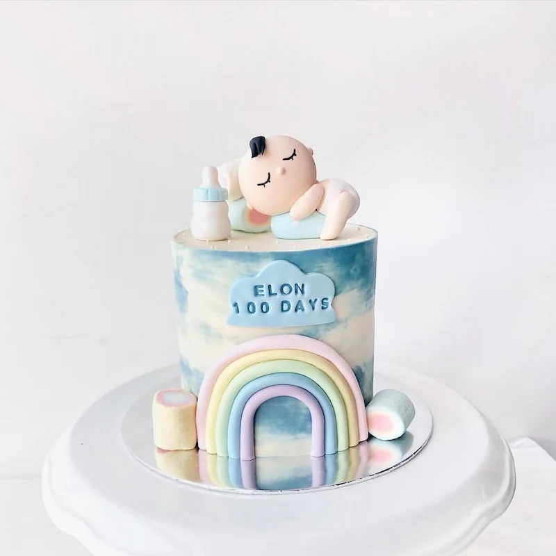 

Cute Newborn Happy Birthday Cake Topper Blu Feeding Bottle Birthday Cake Topper for Baby Shower Birhday Party Cake Decorations