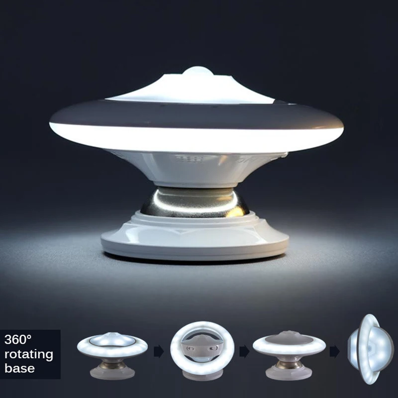 BEST QUALITY USB Rechargeable Motion Sensor Night Light UFO Infrared Human Body Induction 360 Degree Rotation In