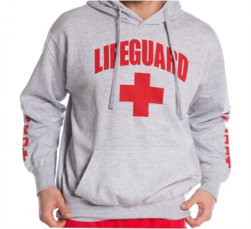 Gray Lifeguard 3 боковые толстовки с принтом для мужчин и женщин, красная защита жизни, Осень-зима, длинный рукав, флис, толстовка, свитер джемпер, пуловер - Цвет: Gray