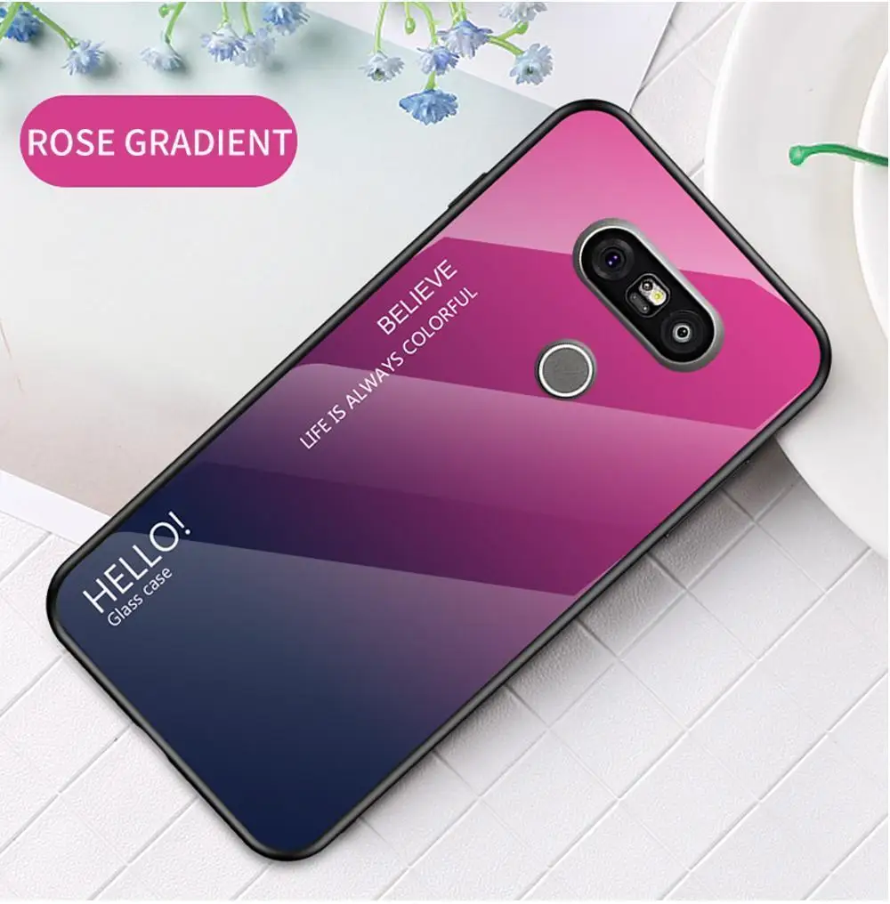 Тонкий градиентный чехол из закаленного стекла для LG G7 G8 ThinQ G6 G5 мягкая задняя крышка на для LG G5 G6 G7 G8 силиконовый чехол для телефона Caoa