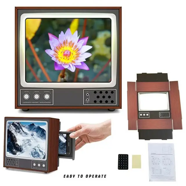 Retro Phone Screen Magnifier 8 Inches 3D Foldable Cell Phone Video Amplifier Projector Bracket Holder For Smartphone Enlarged 1