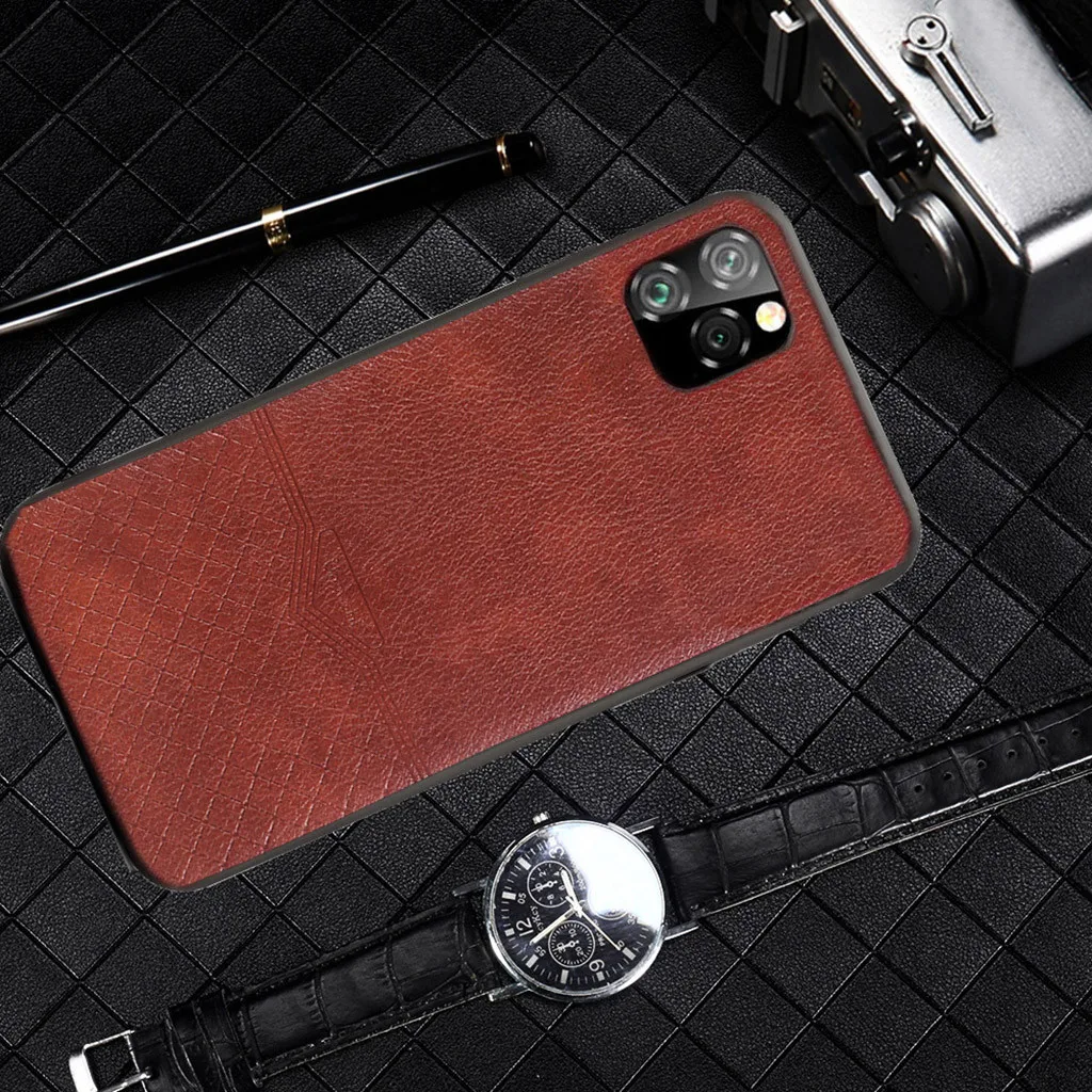 Slim Leather Vintage Shock-proof Case Cover for iPhone 11 Pro Max 6.5 Inch Luxury Hard Matte Cover Business Style Phone Cases
