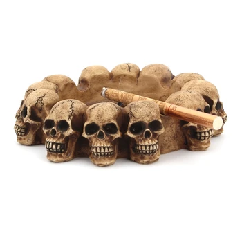 

Skull Ashtray Crafts Decoration Cigarette Ash Skeleton Head Sculpture Container Skull Statue Home Office Bar Resin Ornament