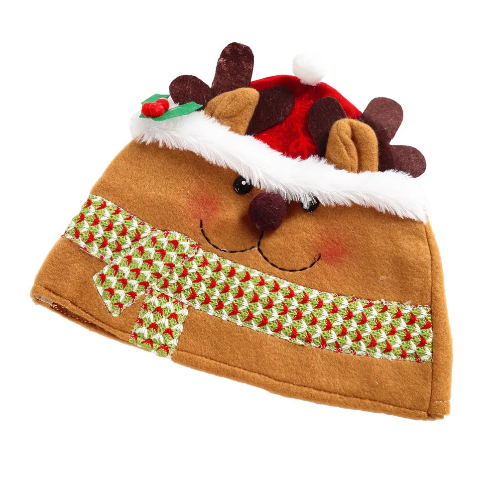 Рождественская шапка, теплая Новая Рождественская шапка с милым рисунком, Детская светящаяся красная звезда, Санта Клаус, рождественские подарки для взрослых, украшения#45