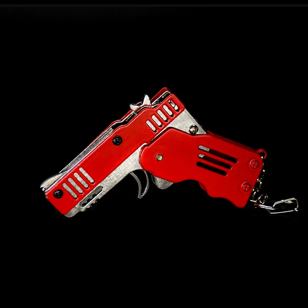 Горячий мини металлический складной шестигранный пистолет с резиновой лентой