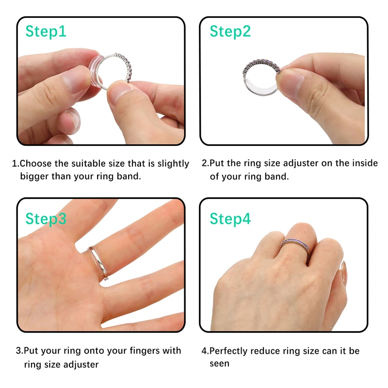 Invisible Ring Size Adjuster for Loose Rings Ring Adjuster Fit Any Rings,  Assorted Sizes of Ring Sizer 