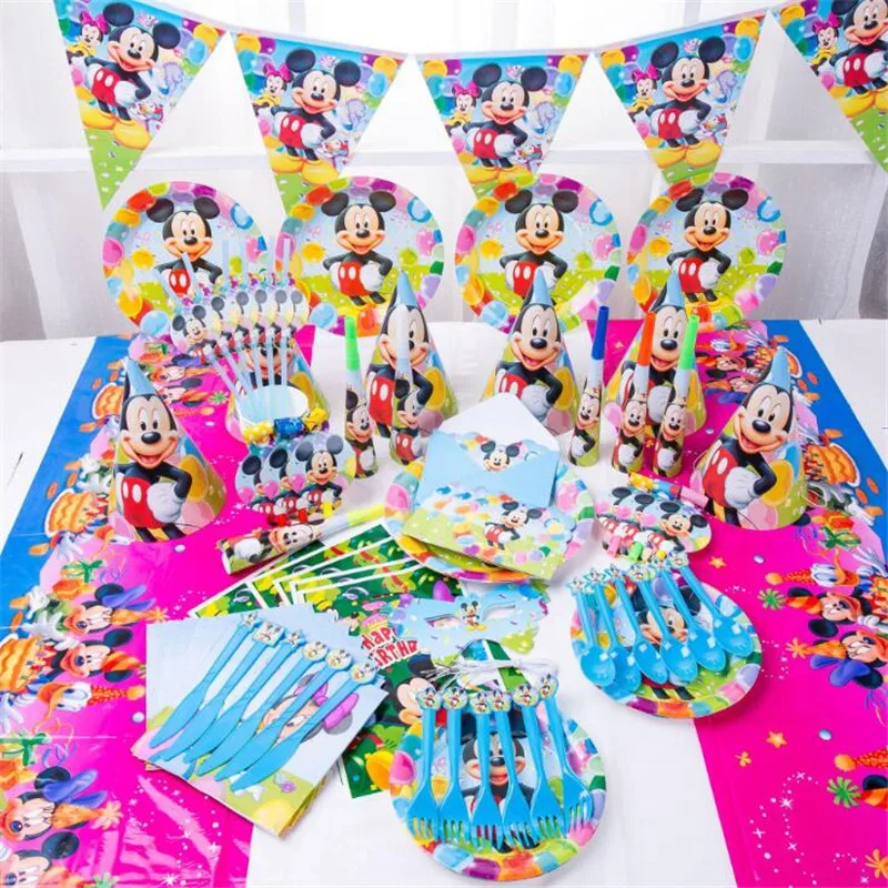 Disney Mickey Mouse Birthday Party Decorations Disposable Party Supplies Tableware Set Baby Shower Xmas Kids Party Dinner Decor
