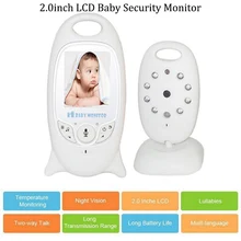 Многоязычная модель беспроводной детский монитор 2 ''ЖК-экран камера видео 2-способ разговора Колыбельная ночного видения контроль температуры