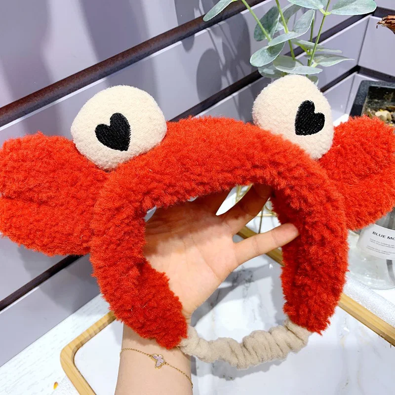 New style cartoon love crab headband selling cute super fairy plush crab headband beauty hairband female super mario plush hat for kids