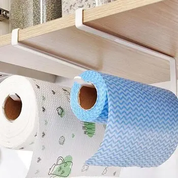 

Kitchen Paper Towel Rack Door Cabinet Hanging Free Punching Wrought Iron Cabinet Partition Layer Storage Rack Roll Holder