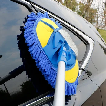 

Car Cleaning Brush Telescoping Long Handle Auto Accessories Car Wash Brush Cleaning Mop Chenille Broom 110cm Max