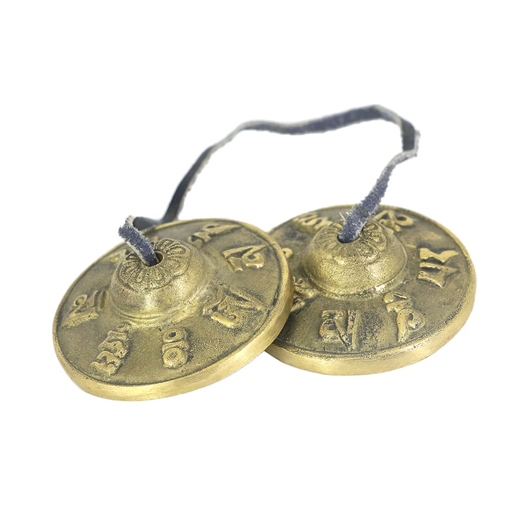 1 пара латунной тибетская буддистская медитация Tingsha Cymbal Bell