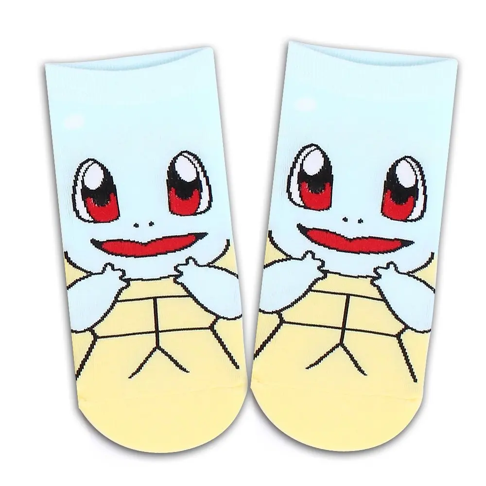 Аниме Покемон чармандер Пикачу Psyduck белки повседневные носки с 3D принтом носки до щиколотки с рисунком из мультфильма Kawaii Harajuku - Цвет: Squirtle