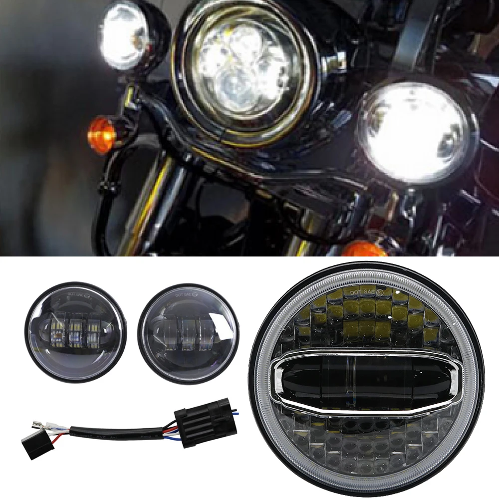 2019New 7 дюймов светодиодная мотоциклетная фара для туринга улица Glide Road King ультраклассический Electra Glide Heritage Softail