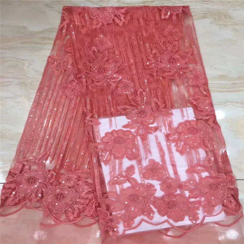 

New African Lace Fabric French Sequins Net Lace Sequins Fabrics High Quality African Tulle Sequins Lace Wedding