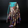 90*90cm square silk scarf Women Shawl Print Satin Hijab Female Luxury Brand Square Lady muffler coverchief bandanna pareo girl 2