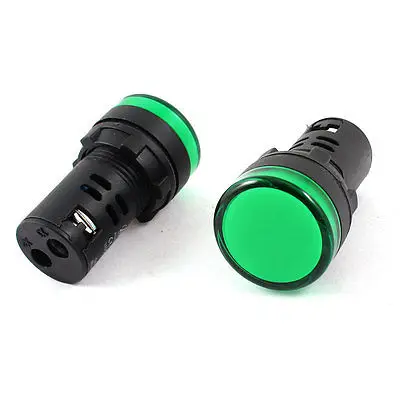 

2Pcs AC/DC24V Energy Saving Green LED Indicator Pilot Signal Light Lamp 22mm