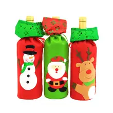 3 шт. блёстки вышивка бутылки вина крышка Рождество старый человек Лось снеговик для бутылки декор для вечерние ужин