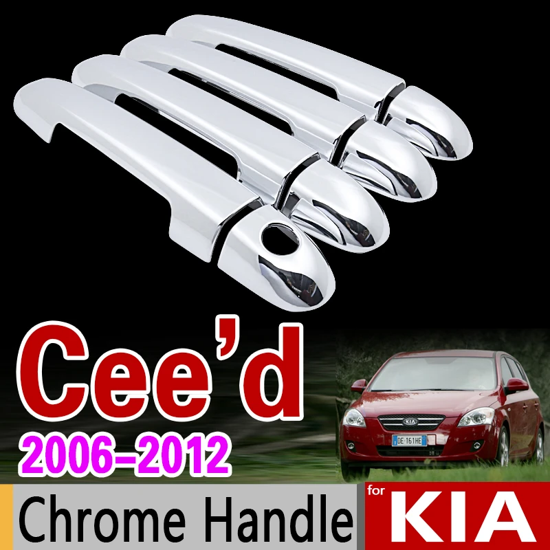 Car accessories For KIA Ceed Ceed 2006 2007 2008 2009 2010 2011 2012 New Chrome Car Door Handle Cover Trim Sticker Car Styling Accesories Color : 1 KEYHOLE