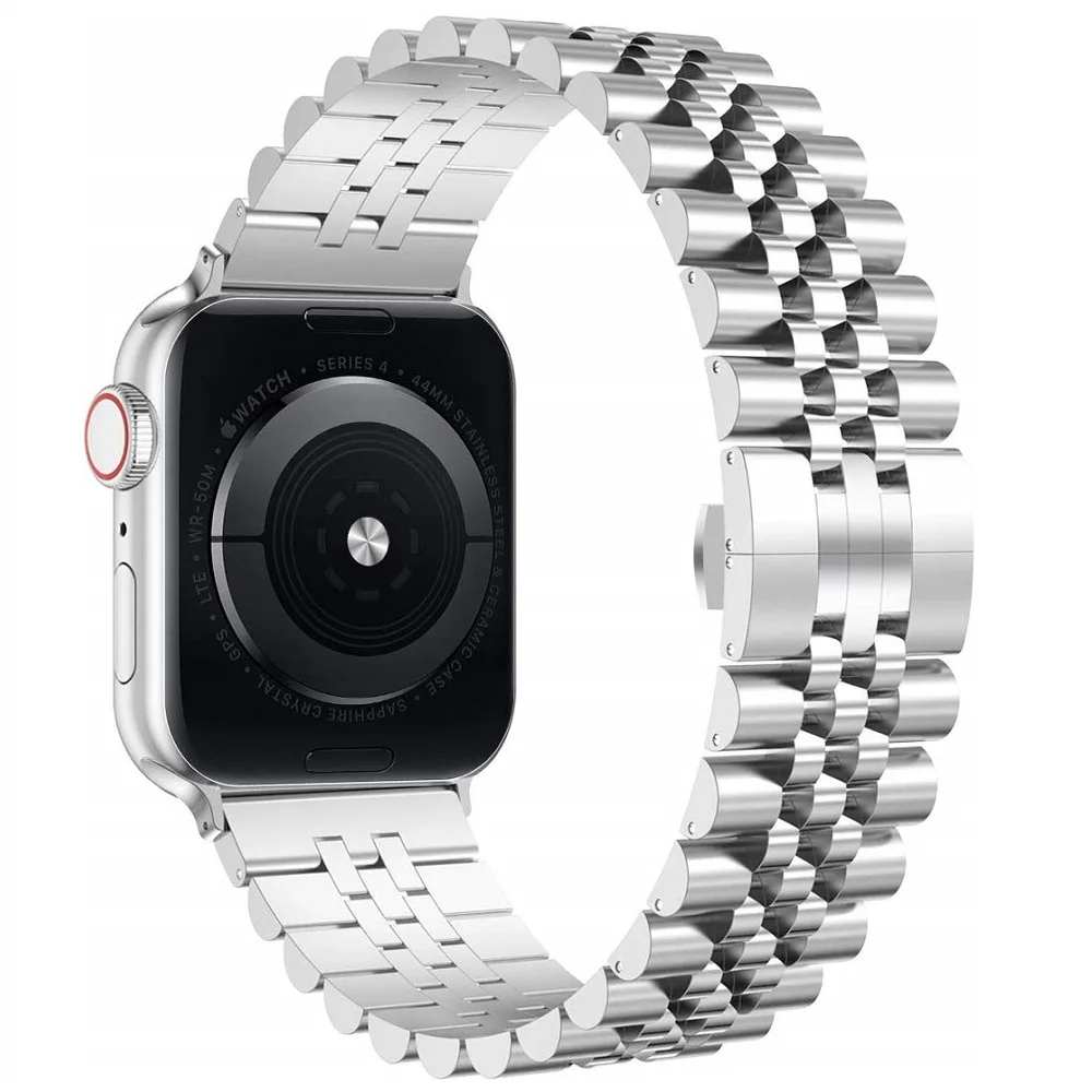 Silver Браслет для iWatch из нержавеющей стали correa для apple watch 5, 42 мм, 44 мм, ремешок серии 4, 3, 2, 1, спортивный браслет - Цвет ремешка: Silver