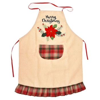 

Merry Christmas Apron for Man Woman Festival Pinafore Linen Aprons 82*63cm Adult Bib Kitchen Baking Cooking Accessories