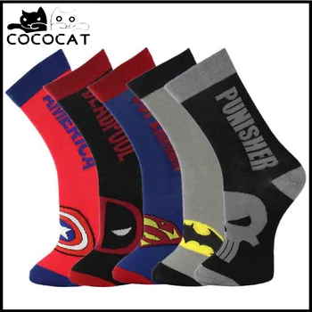 

COCOCAT Marvel Funny Socks Men Hip Hop Novelty Street Wear Cartoon Socks Superman Batman Deadpool Punisher American Captain Sock