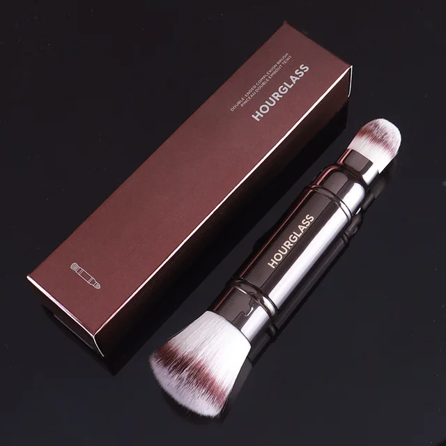 HOURGLASS Full Set Of Makeup Brushes Blush Powder Foundation Contour Eye Shadow Concealer EyeLiner Smudger Metal Handle Brushes DoubleEnded