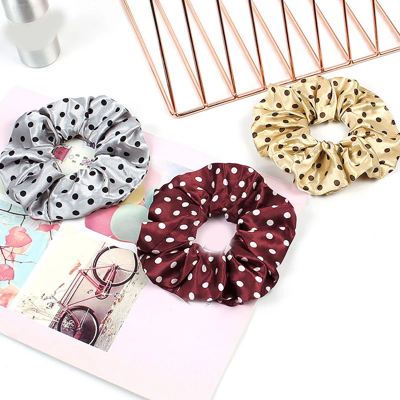 1 шт. шелковые резинки для волос в горошек держатель конского хвоста шифоновые |