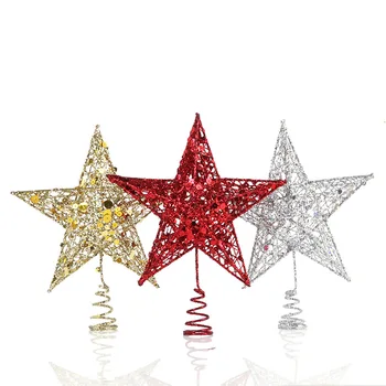 

Hollow Star Cute Gold Powder Christmas Star Christmas Tree Toppers 15/20cm For Christmas Tree Ornaments Xmas Decor Supplies